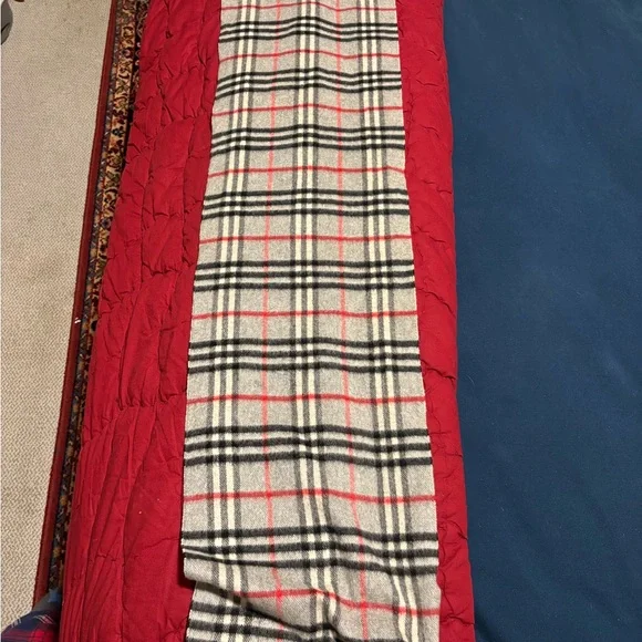 Burberry Check Scarf - Black, Red, and Cream - Picture 6 of 7